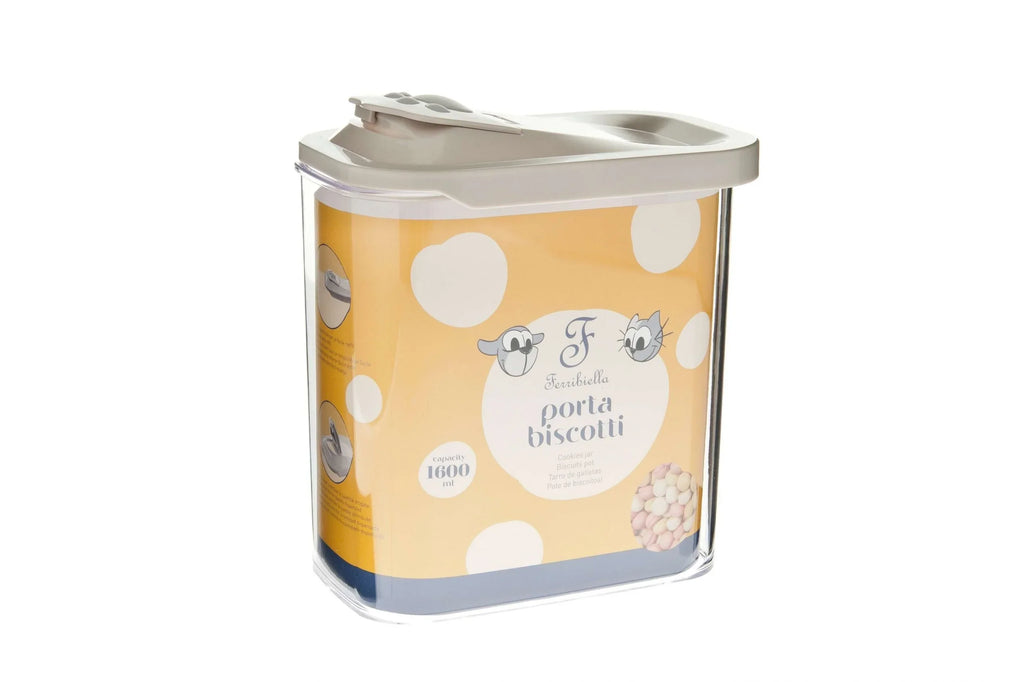 Caja hermética de snacks y pienso gris image 0